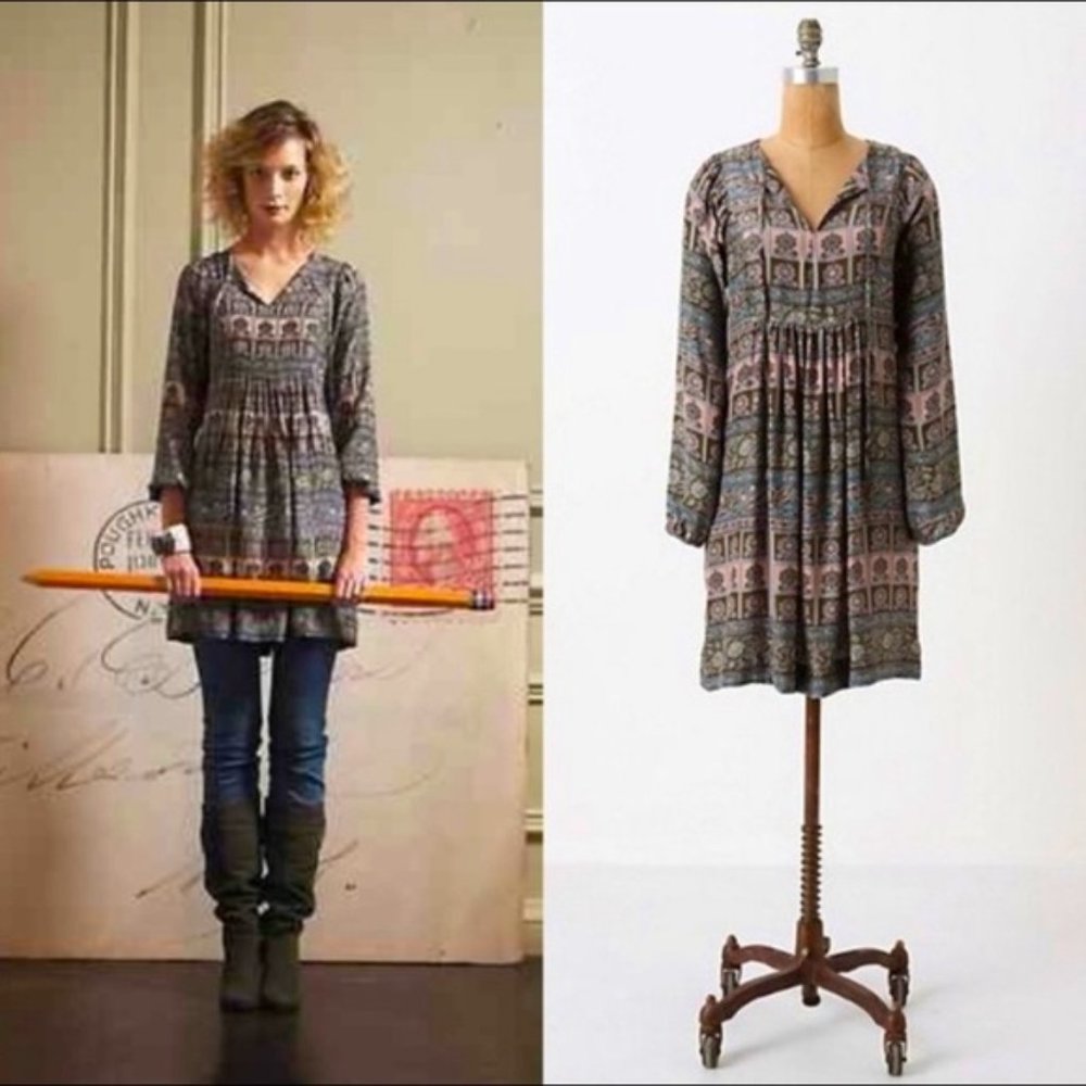 ANTHROPOLOGIE SUNNER First Whispering Silk Dress S